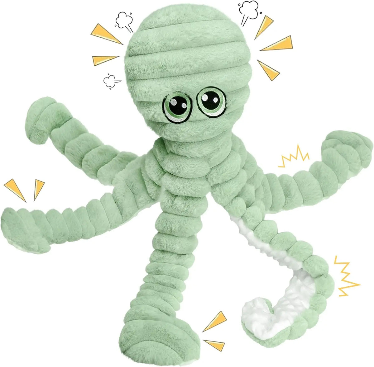 Prime Pets Dog Toys for Large Dogs, 27” Extra Large Plush Octopus Dog Toy, Crinkle Squeaky Dog Toys for Small Medium Large Dogs, Tug of War Dog Chew Toy, Yellow