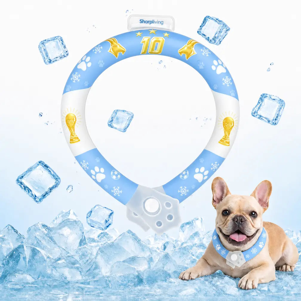 Reusable Pet Cooling Collar - TPU Advanced Phase Change Material 64°F Ice Ring for Small/Large Dogs, No Condensation Sweat-Free Neck Wrap, Fast Freeze Heat Relief for Summer Beach Trips, Vibrant Print Safe Collar