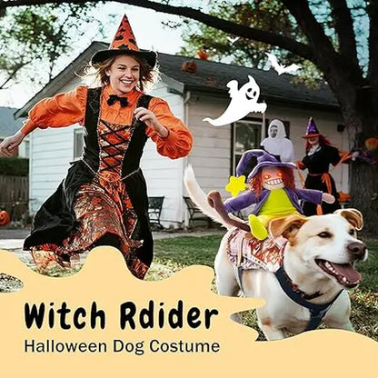 Fuzzwoof Howling Witch Dog Halloween Costume with Spooky Sound, Creepy Laugh, Adjustable Harness, LED Lights, Cartoon Character Fabric Illusion (Large, All Dog Breeds)