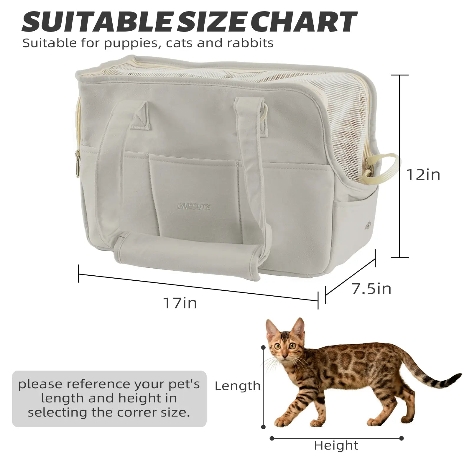 Cozy Cotton Soft Gray Pet Carrier for Small Dogs Cats Rabbits, Travel-Ready Foldable Puppy Bag with Spacious Organizer Pockets, Portable Kitten Carrier with Safety Tether & Ventilated Mesh