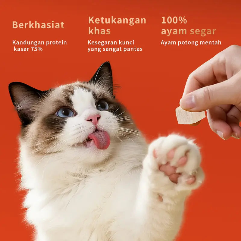 Lusi Premium Natural Dry Cat Food & Treat, High-Quality Freeze-Dried Chicken Chunks - 17.64 Oz, Chunked Form, Supports Feline Nutrition for All Ages