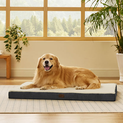 Extra Large Dog Bed with Cozy Sherpa Fabric, 44" x 32", Grey