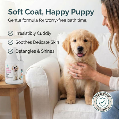 1 Gallon Hypoallergenic Tearless Puppy Shampoo and Conditioner for Itchy Skin Relief - Coconut Oil Oatmeal Formula, Made in the USA