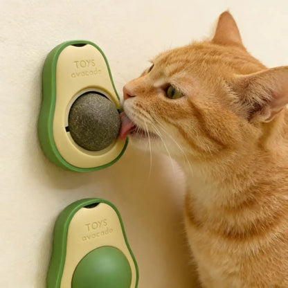 Wall-Mounted Catnip Chew Toy - 360° Spinning Ball for Indoor Cats, Calming Dental Care & Interactive Play