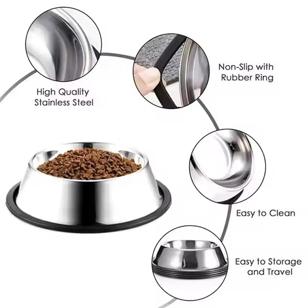 Steel Pet Dog Bowl Food Storage Container Dog Food Bowl Water Bottle Pet Bowl Feeder Dish for Small Large Dogs Cats