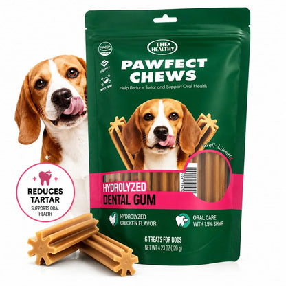 Pawfect Chews Dental Dog Treats Hydrolyzed Duck, Beef & Chicken Flavors Fresh Breath & Tartar Control Chews for Small Medium Large Dogs Oral Health Support