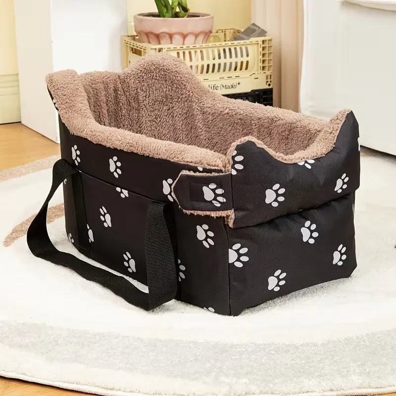 Smartwell Premium Plush Pet Booster Seat for Small Dogs and Cats - Anti-Anxiety Travel Carrier with Safety Tether and Washable Armrest Storage