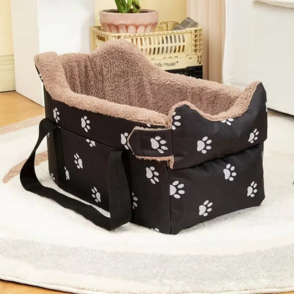 Smartwell Premium Plush Pet Booster Seat for Small Dogs and Cats - Anti-Anxiety Travel Carrier with Safety Tether and Washable Armrest Storage