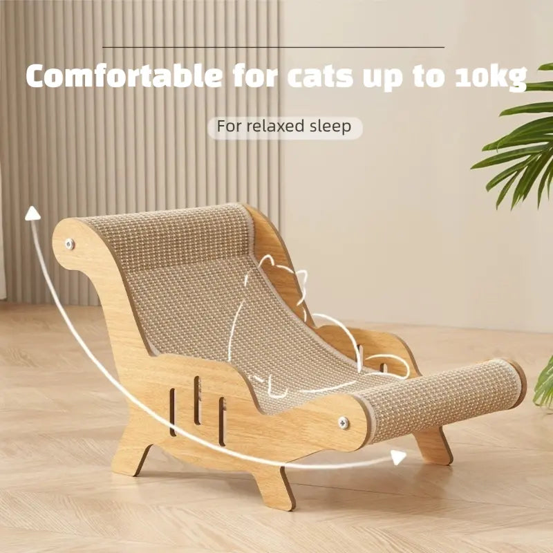 Sisal Fiber 2-in-1 Cat Scratcher with Hammock and Lounge Chair - Durable, Breathable Cat Bed for Claw Maintenance and Relaxation