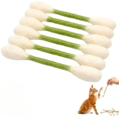 6 Pack Q-Tip Cat Toys for Indoor Cats, Soft Felt Cotton Swab Chew & Teething Sticks, Interactive Kitten Toy, Cat Enrichment, Boredom & Anxiety Relief, Dental Cleaning Toy, Bite Resistant Plush Cat Kicker, Pet Lovers Gift, Daily Cat Entertainment