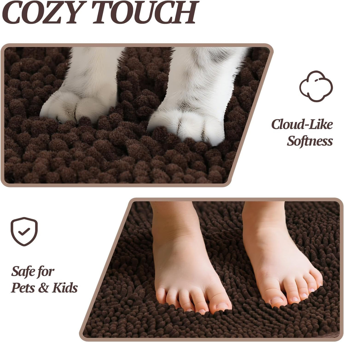 Absorpmax Dog Door Mat for Muddy Paws, 31" x 20", Brown