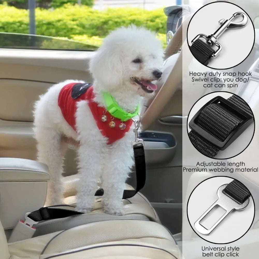 2025 New Adjustable Dog Seat Belt - 3 Piece Set, Universal Fit Pet Safety Car Harness for Small Dogs