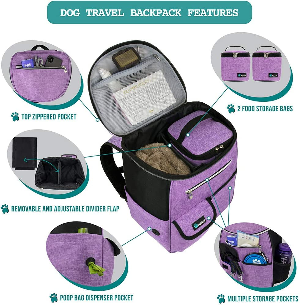 Airline-Approved 27L Dog Travel Backpack in Purple