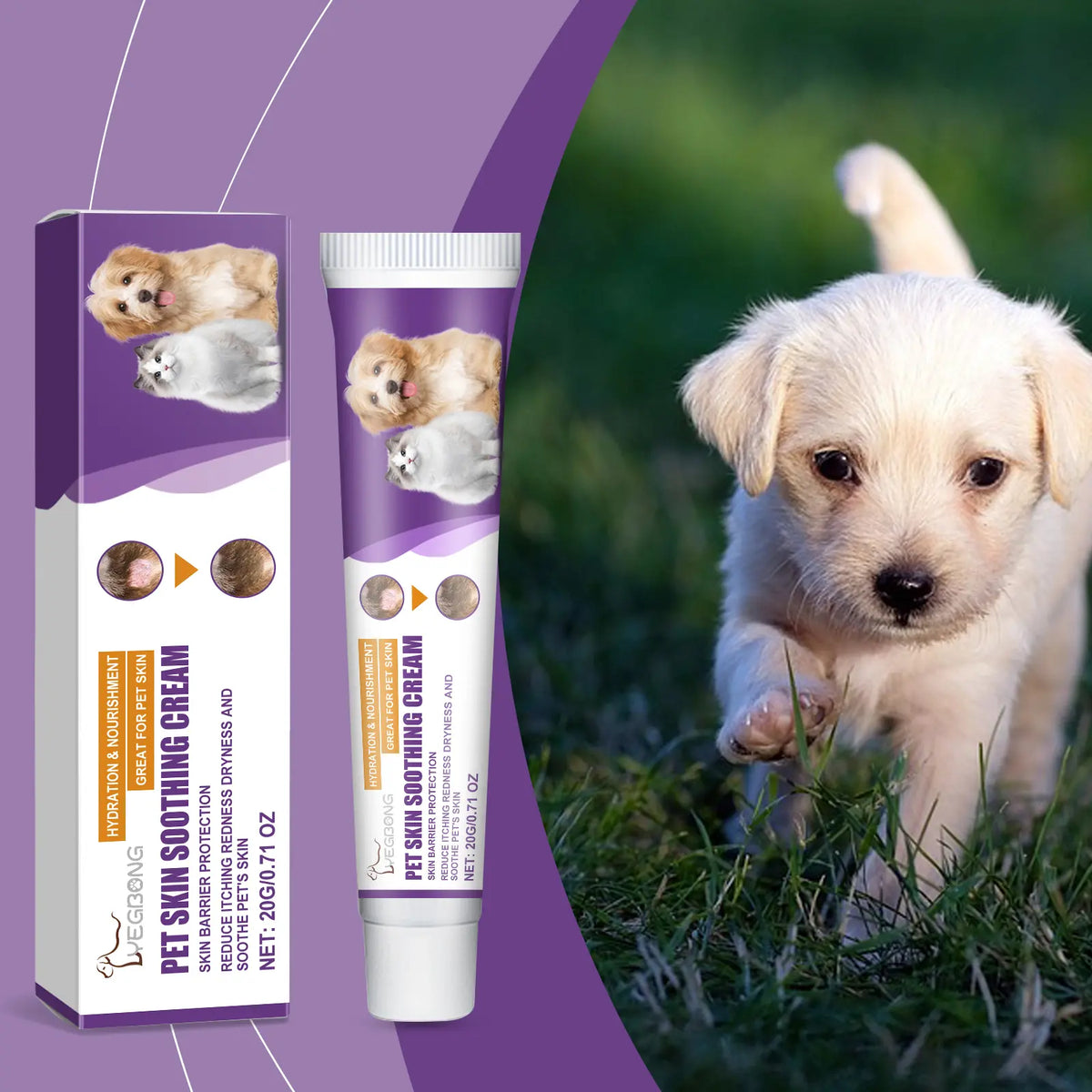 Pet Skin Ointment - Glycerin Base, Carbomer-Infused Dog & Cat Healthcare Cream for Deep Hydration, Itch Relief, Repair, Irritated Dry Areas, All Breeds, Easy to Use