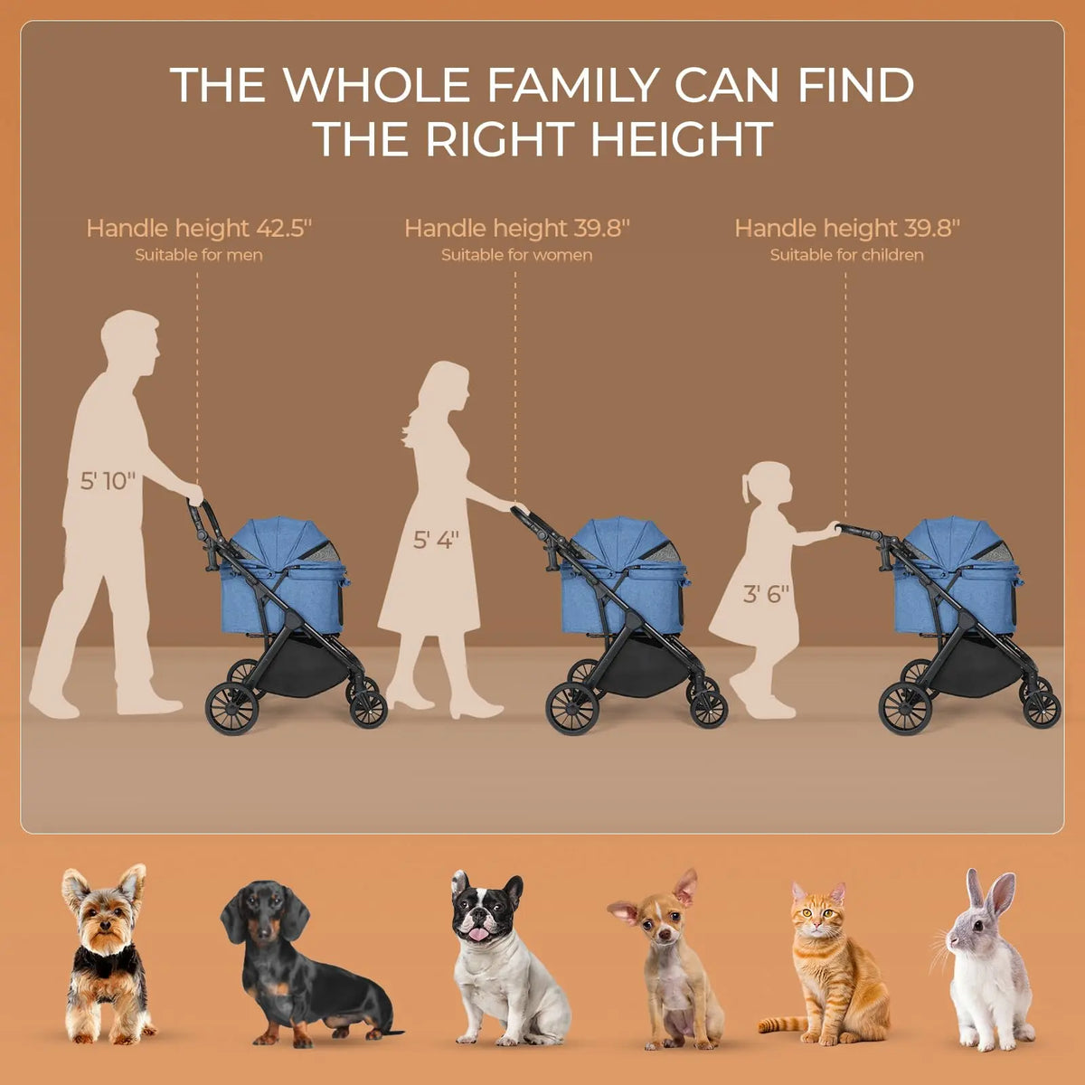 LIFERUN Foldable Dog Stroller for Medium Dogs and Cats up to 33 Lb, All-Terrain Pet Stroller with Adjustable Height Handle, Aluminum and Carbon Steel Frame, Sunshade, Storage Basket and Shock Absorbers for Daily Walks, Travel and Outdoor Use Home Makeover