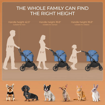 LIFERUN Foldable Dog Stroller for Medium Dogs and Cats up to 33 Lb, All-Terrain Pet Stroller with Adjustable Height Handle, Aluminum and Carbon Steel Frame, Sunshade, Storage Basket and Shock Absorbers for Daily Walks, Travel and Outdoor Use Home Makeover