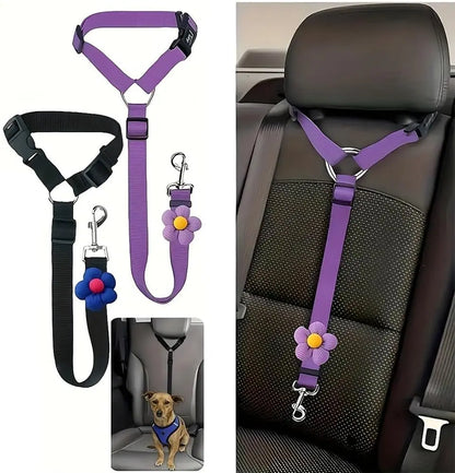 Adjustable Dog Car Harness and Seatbelt Restraint Tether - 2 Pack, Enhanced Safety Accessory for Dogs and Puppies During Vehicle Travel
