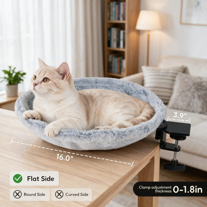 Elevated Cat Hammock Condo - Modern Single Unit with Desk Clamp, Durable Marble Design, Velcro Nylon Material, 360-Degree Rotatable for Optimal Pet Relaxation
