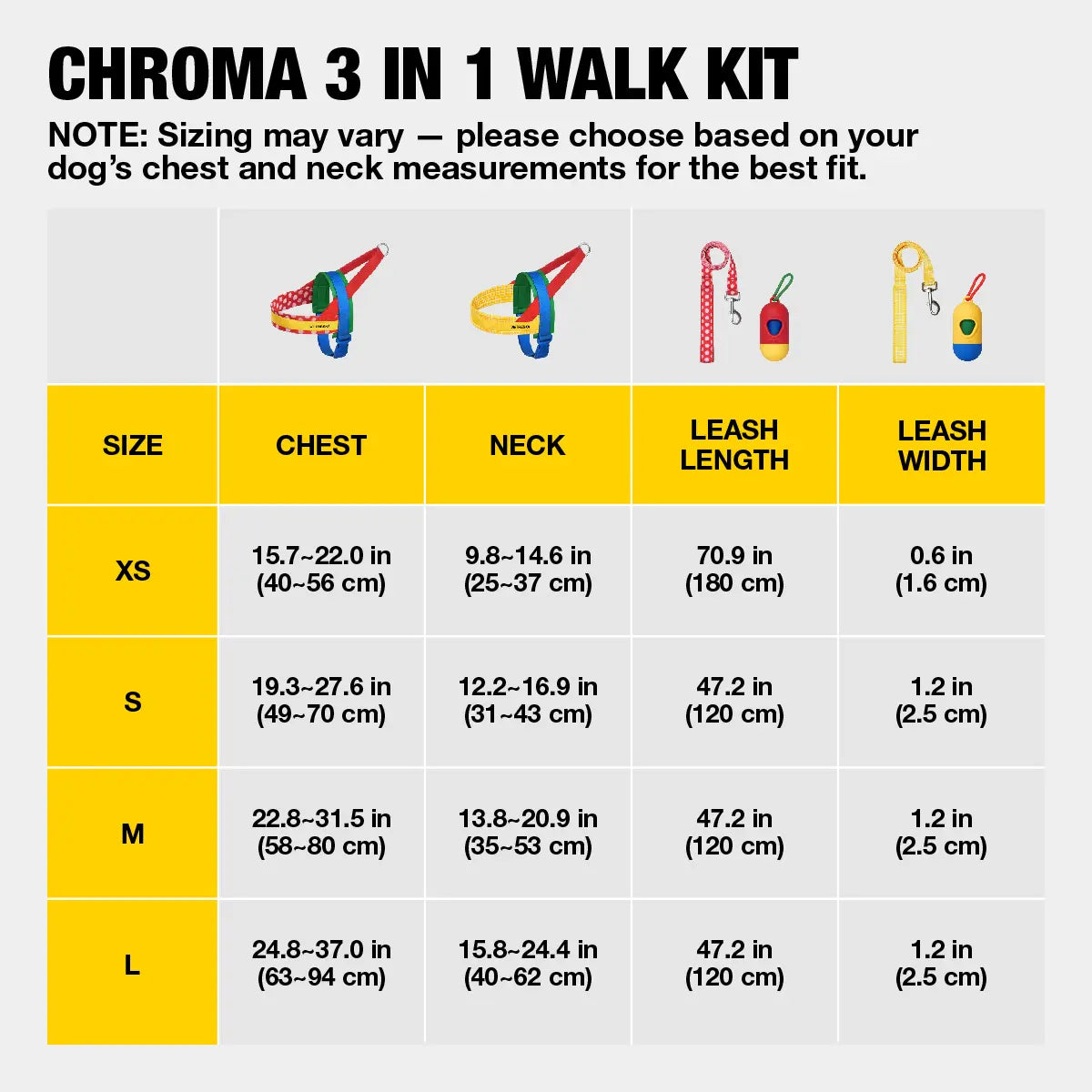 VETRESKA Moma Chroma 3 in 1 Walk Kit, Durable & Lightweight No Pull & No Choking Dog Harness with Easy-On Adjustable Fit, Anti-Twist Pet Lead Combo for Small-Medium Dogs (Collars & Harnesses & Leads)