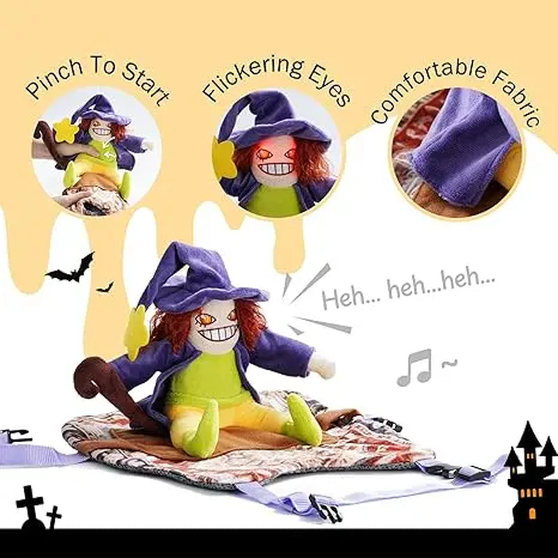 Fuzzwoof Howling Witch Dog Halloween Costume with Spooky Sound, Creepy Laugh, Adjustable Harness, LED Lights, Cartoon Character Fabric Illusion (Large, All Dog Breeds)