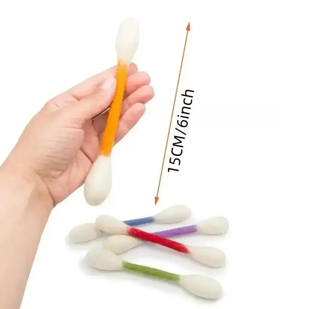 6 Pack Q-Tip Cat Toys for Indoor Cats, Soft Felt Cotton Swab Chew & Teething Sticks, Interactive Kitten Toy, Cat Enrichment, Boredom & Anxiety Relief, Dental Cleaning Toy, Bite Resistant Plush Cat Kicker, Pet Lovers Gift, Daily Cat Entertainment
