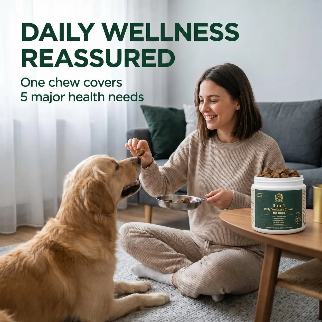 Canine Nutritional Supplement Soft Chews - 5-In-1 Bulk Digestive Aid, Probiotics, Cranberry, Lutein, Vitamin A, Dl-Methionine - 120 Count, 10.58 Oz - Daily Canine Wellness for 12 Weeks and Older Dogs (Gut, Immune Health)