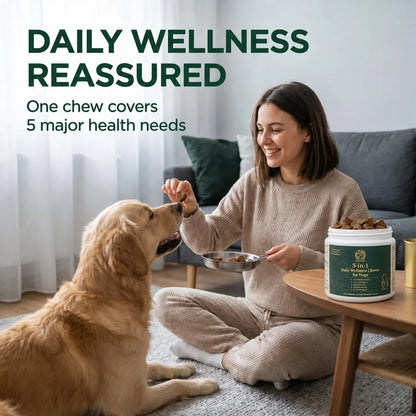 Canine Nutritional Supplement Soft Chews - 5-In-1 Bulk Digestive Aid, Probiotics, Cranberry, Lutein, Vitamin A, Dl-Methionine - 120 Count, 10.58 Oz - Daily Canine Wellness for 12 Weeks and Older Dogs (Gut, Immune Health)