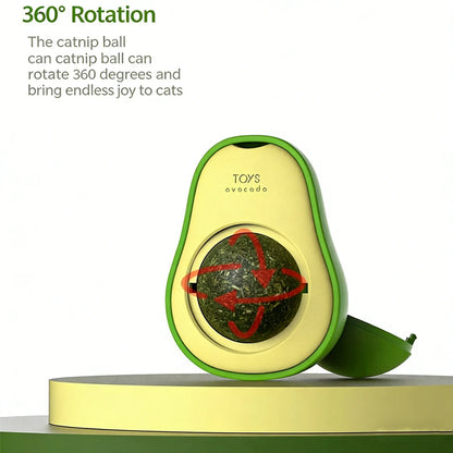 Wall-Mounted Catnip Chew Toy - 360° Spinning Ball for Indoor Cats, Calming Dental Care & Interactive Play