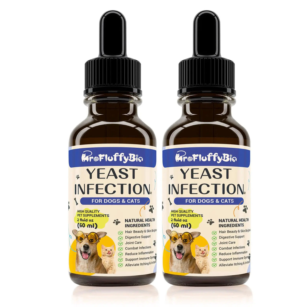 Profluffybio Nature Ear Drops for Dogs - 60Ml Gentle Care Yeast Infection Treatment, Puppy Safe, Reduces Itch, Soothes Skin & Ears, Supports Health, Allergy Relief
