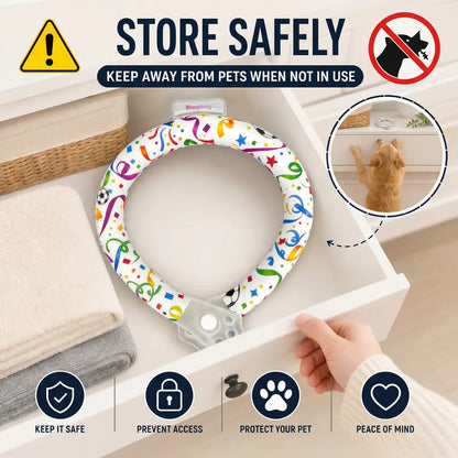 Reusable Pet Cooling Collar - TPU Advanced Phase Change Material 64°F Ice Ring for Small/Large Dogs, No Condensation Sweat-Free Neck Wrap, Fast Freeze Heat Relief for Summer Beach Trips, Vibrant Print Safe Collar