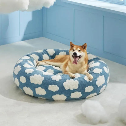 Warm Donut Bed - Cozy Fluffy Calming Bed for Small/Medium/Large Dogs & Cats, Soft Plush round Pet Bed for Winter Comfort, Washable, Anti-Slip Bottom, Camas Para Perros, Pet Supplies Bedding