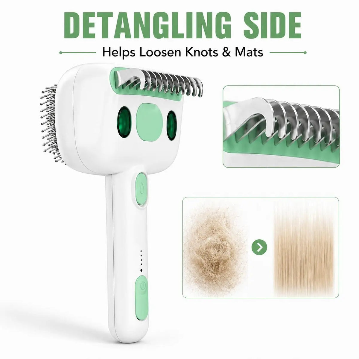 4-In-1 Pet Steam Grooming Brush for Dogs & Cats, De-Shedding & Detangling Comb, Mist Spray Dog Cat Brush, One-Click Hair Release for Long & Thick Fur