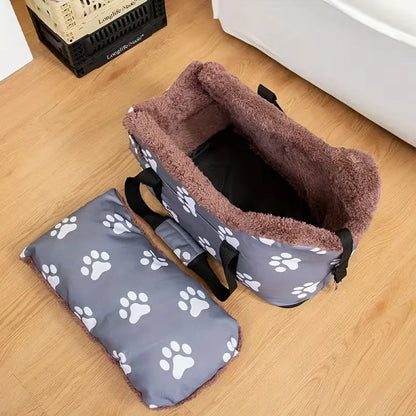 Smartwell Premium Plush Pet Booster Seat for Small Dogs and Cats - Anti-Anxiety Travel Carrier with Safety Tether and Washable Armrest Storage