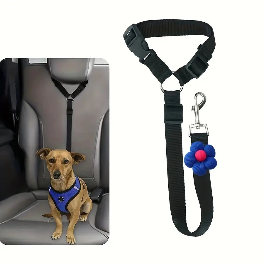Dog Car Safety Harness and Leash Set with Adjustable Tether and Headrest Attachment for Secure Puppy Travel Restraint