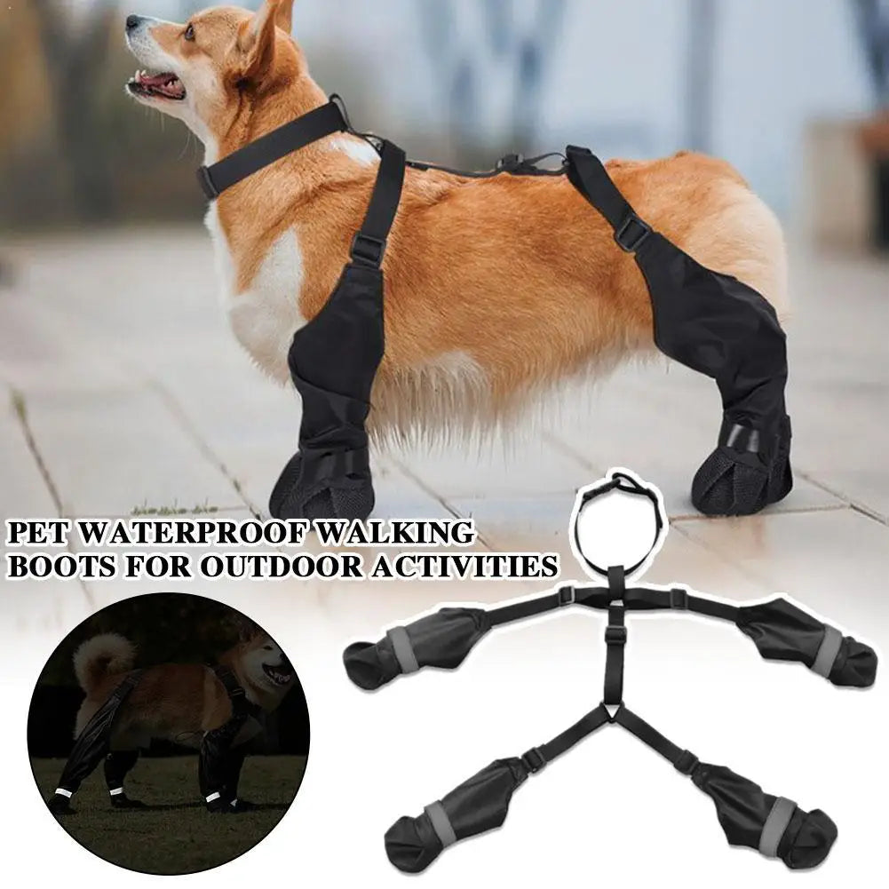 Pet Outdoor Rain Boots, Soft,Non Slip, Waterproof, Dirt Proof,Wear-Resistant Knee Pads,Adjustable Outdoor Walking Boots for Dogs