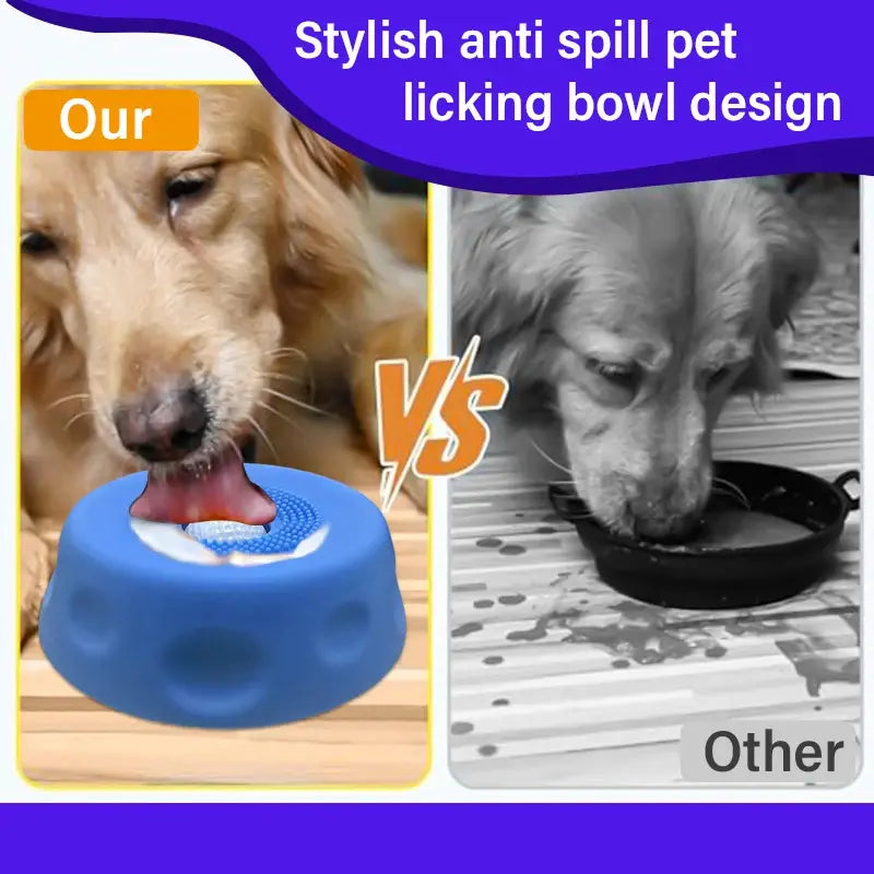 Slow Feeder Dog Lick Bowl with Entertained Ball-In Design, Anti-Slip Feeding Tray for Liquid Treats & Bone Broth, Encourages Drinking, Prevents Choking, Pet Supplies for Puppies