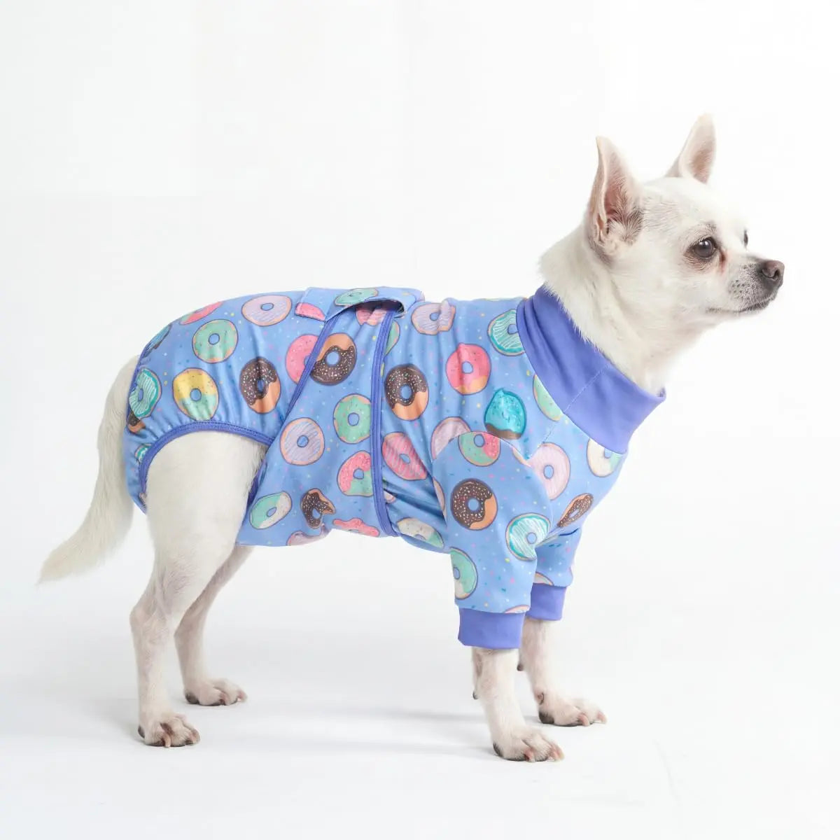 Spark Paws Dog Surgery Recovery Suit - Post-Surgery Recovery Onesie for Dogs, Anti-Lick Abdominal Wound Protector, Soft Cone Alternative for Spay and Neuter Recovery - Donuts - Size S