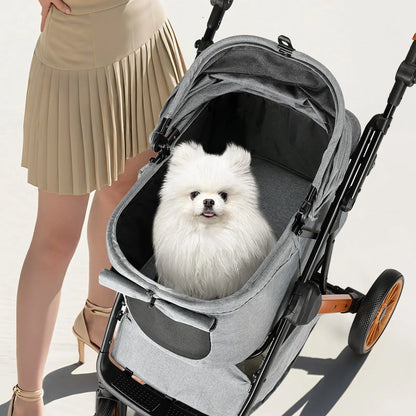 LIFERUN Foldable Dog Stroller for Medium Dogs and Cats up to 33 Lb, All-Terrain Pet Stroller with Adjustable Height Handle, Aluminum and Carbon Steel Frame, Sunshade, Storage Basket and Shock Absorbers for Daily Walks, Travel and Outdoor Use Home Makeover