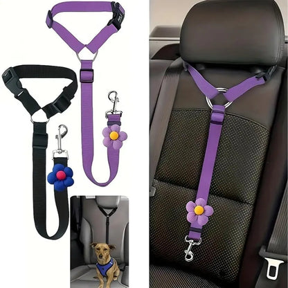 Adjustable Dog Car Harness and Seatbelt Restraint Tether - 2 Pack, Enhanced Safety Accessory for Dogs and Puppies During Vehicle Travel
